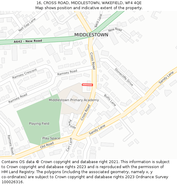 16, CROSS ROAD, MIDDLESTOWN, WAKEFIELD, WF4 4QE: Location map and indicative extent of plot