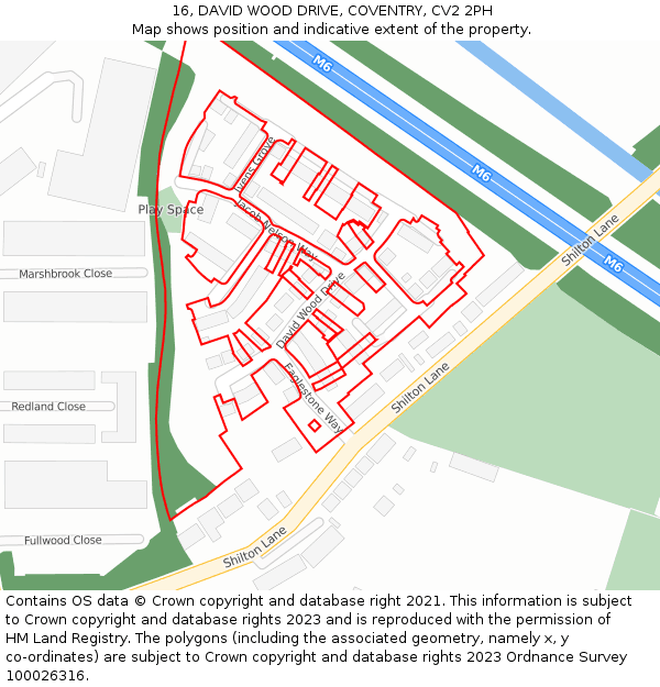 16, DAVID WOOD DRIVE, COVENTRY, CV2 2PH: Location map and indicative extent of plot