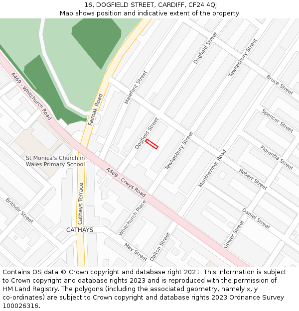 16, DOGFIELD STREET, CARDIFF, CF24 4QJ: Location map and indicative extent of plot