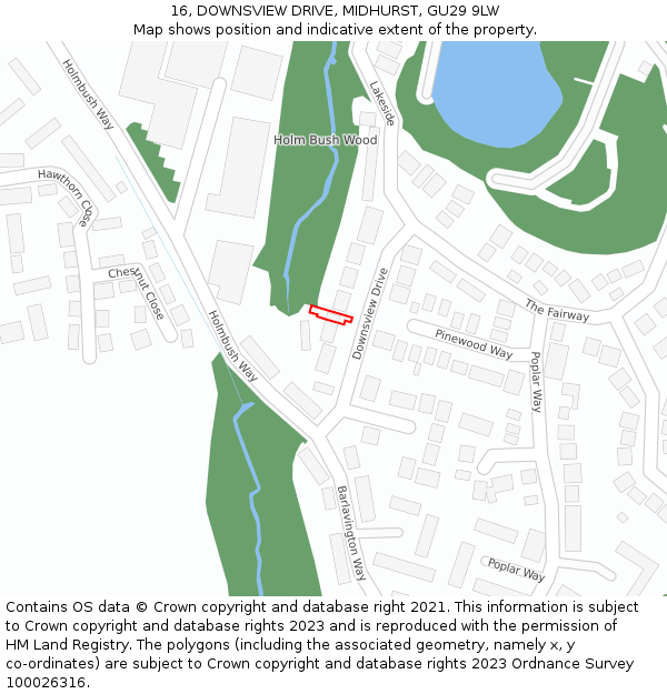 16, DOWNSVIEW DRIVE, MIDHURST, GU29 9LW: Location map and indicative extent of plot