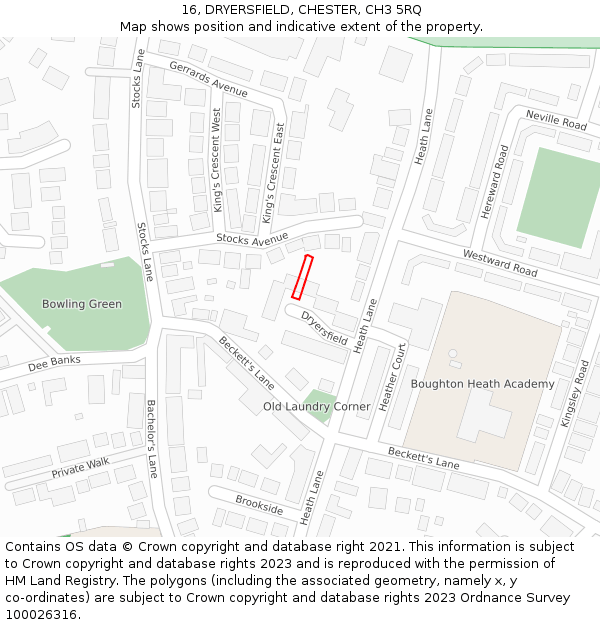 16, DRYERSFIELD, CHESTER, CH3 5RQ: Location map and indicative extent of plot