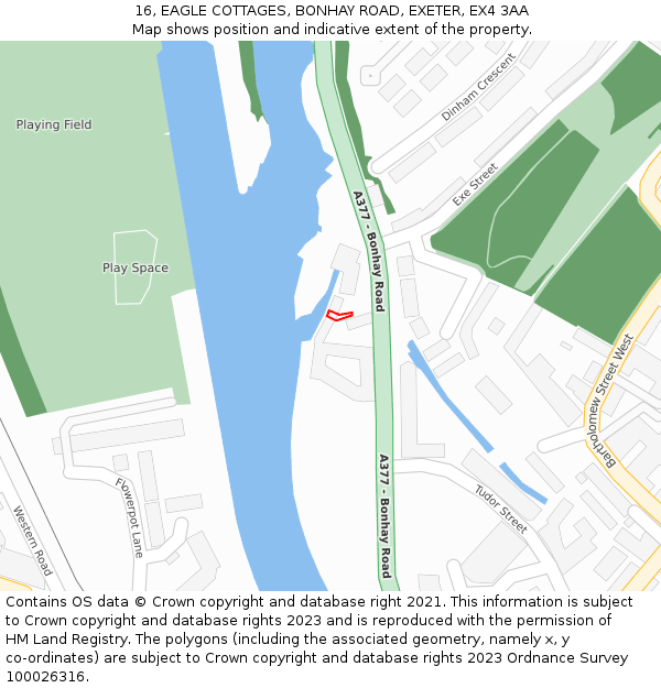16, EAGLE COTTAGES, BONHAY ROAD, EXETER, EX4 3AA: Location map and indicative extent of plot