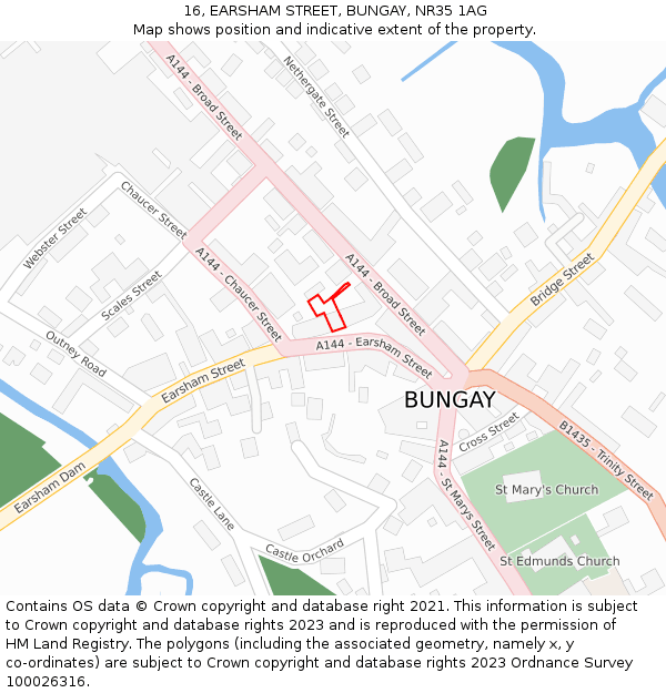 16, EARSHAM STREET, BUNGAY, NR35 1AG: Location map and indicative extent of plot