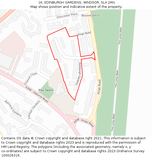 16, EDINBURGH GARDENS, WINDSOR, SL4 2AN: Location map and indicative extent of plot