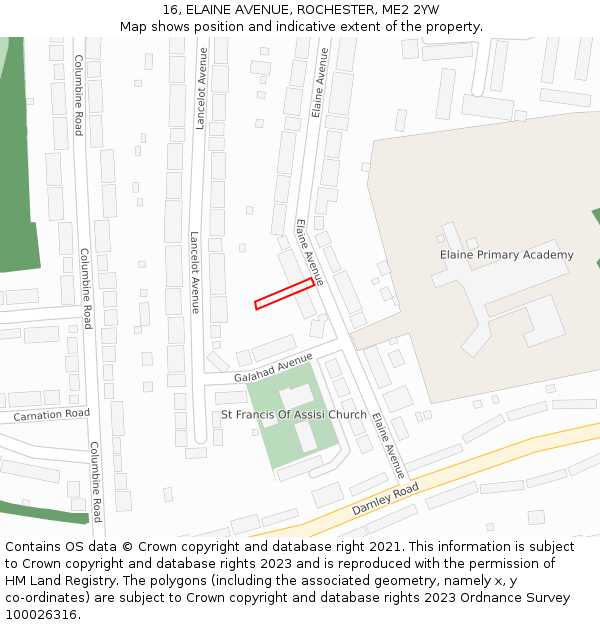 16, ELAINE AVENUE, ROCHESTER, ME2 2YW: Location map and indicative extent of plot