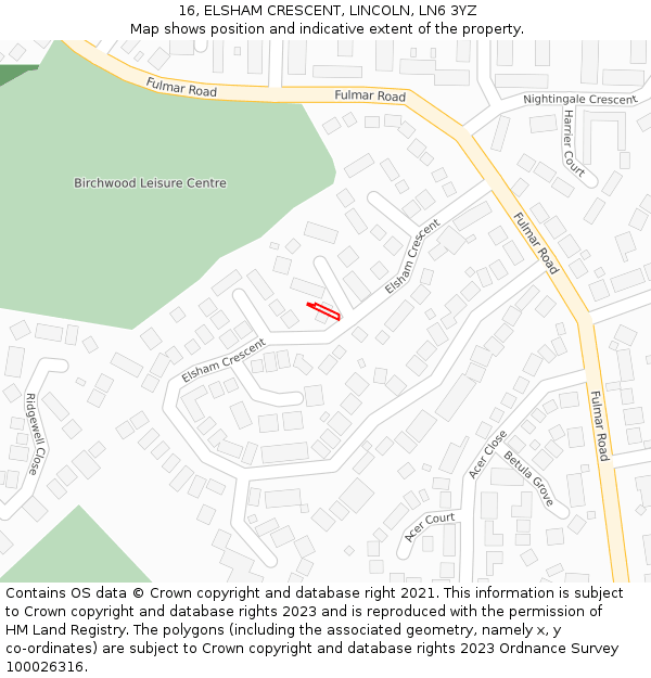 16, ELSHAM CRESCENT, LINCOLN, LN6 3YZ: Location map and indicative extent of plot