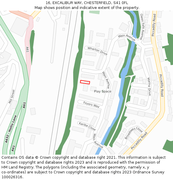 16, EXCALIBUR WAY, CHESTERFIELD, S41 0FL: Location map and indicative extent of plot