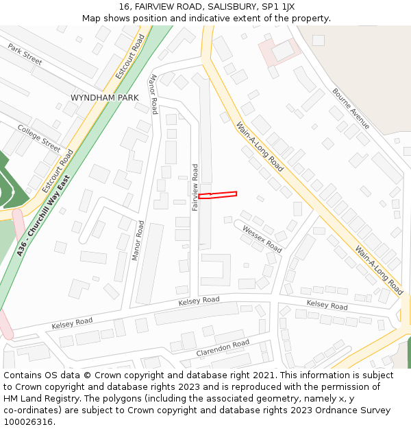 16, FAIRVIEW ROAD, SALISBURY, SP1 1JX: Location map and indicative extent of plot