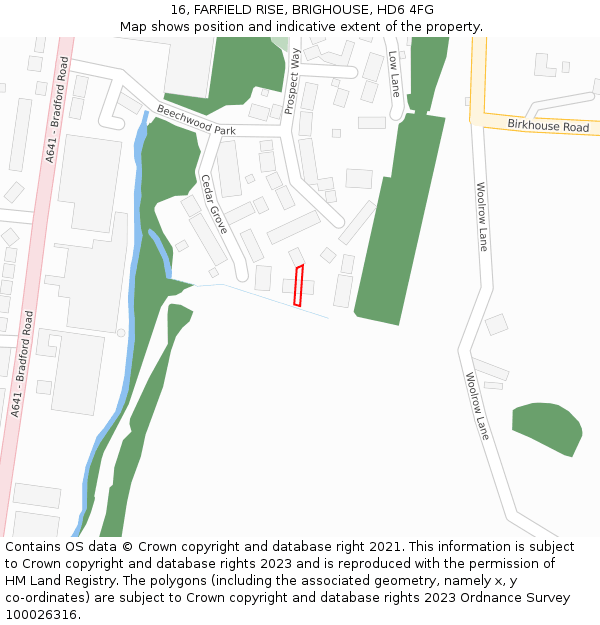 16, FARFIELD RISE, BRIGHOUSE, HD6 4FG: Location map and indicative extent of plot