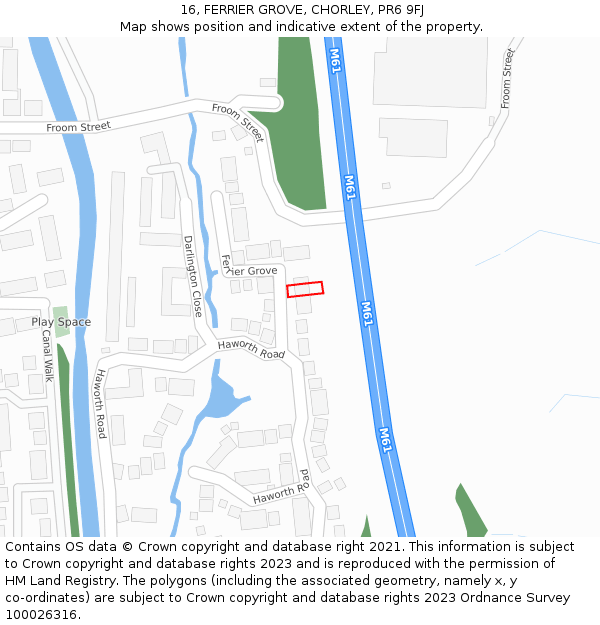16, FERRIER GROVE, CHORLEY, PR6 9FJ: Location map and indicative extent of plot