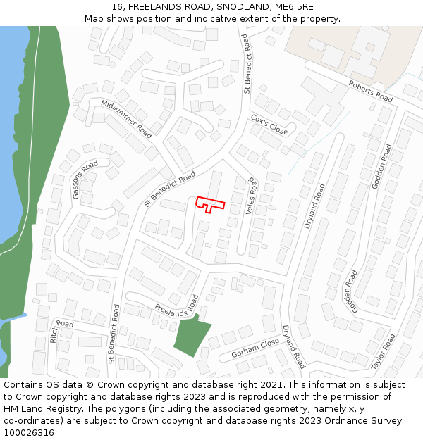 16, FREELANDS ROAD, SNODLAND, ME6 5RE: Location map and indicative extent of plot