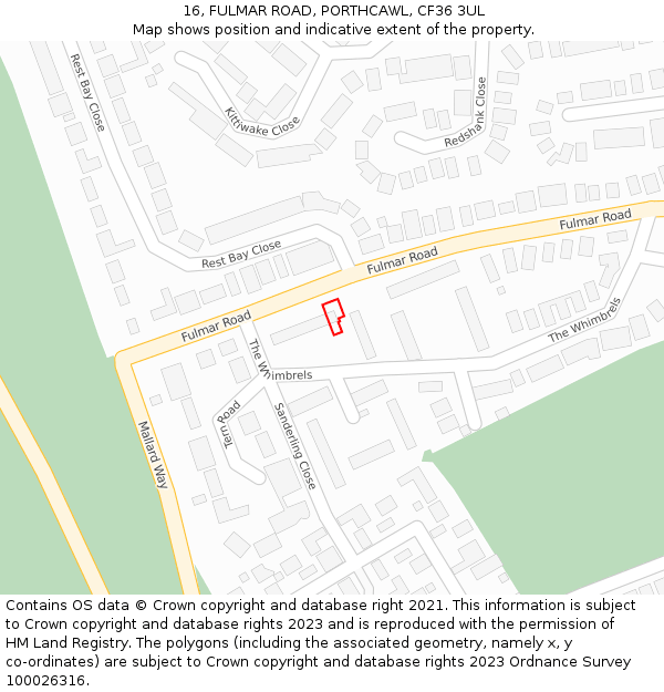 16, FULMAR ROAD, PORTHCAWL, CF36 3UL: Location map and indicative extent of plot