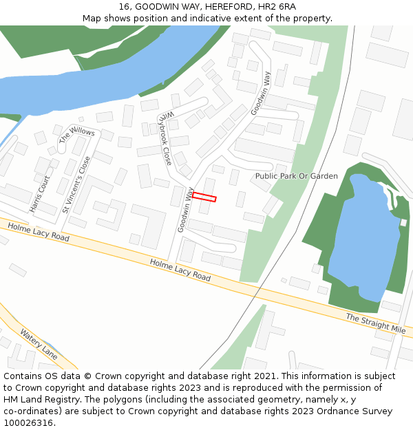 16, GOODWIN WAY, HEREFORD, HR2 6RA: Location map and indicative extent of plot
