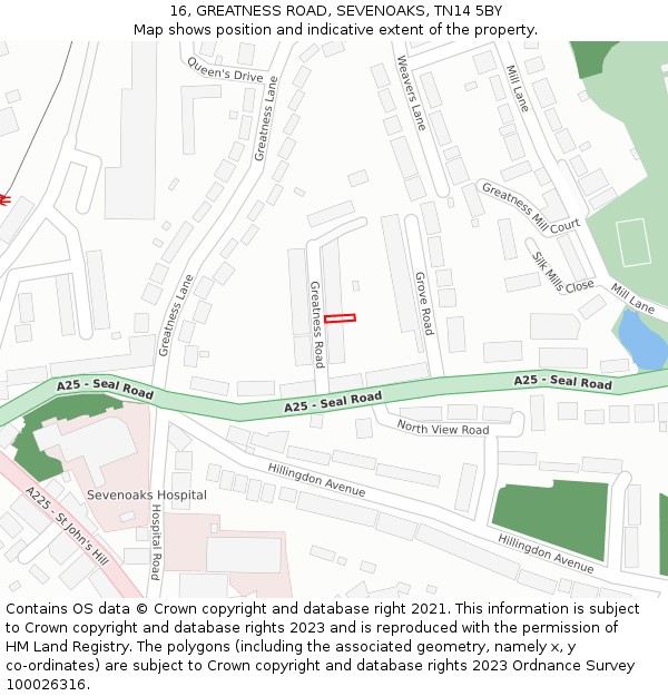 16, GREATNESS ROAD, SEVENOAKS, TN14 5BY: Location map and indicative extent of plot