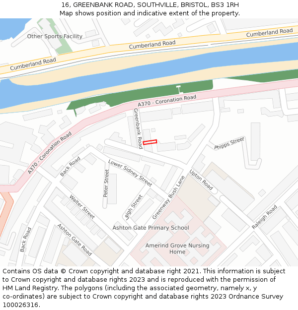 16, GREENBANK ROAD, SOUTHVILLE, BRISTOL, BS3 1RH: Location map and indicative extent of plot