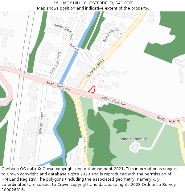 16, HADY HILL, CHESTERFIELD, S41 0DZ: Location map and indicative extent of plot