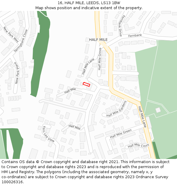 16, HALF MILE, LEEDS, LS13 1BW: Location map and indicative extent of plot