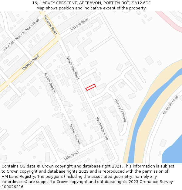 16, HARVEY CRESCENT, ABERAVON, PORT TALBOT, SA12 6DF: Location map and indicative extent of plot