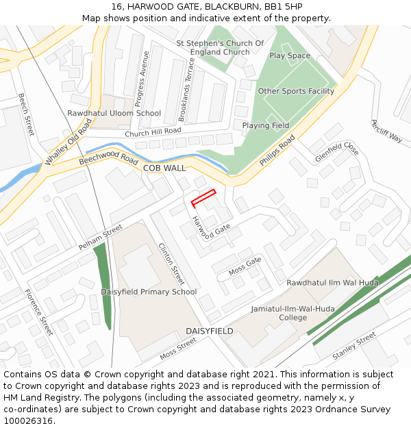 16, HARWOOD GATE, BLACKBURN, BB1 5HP: Location map and indicative extent of plot