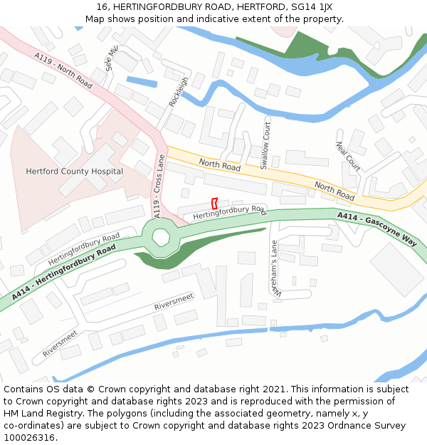 16, HERTINGFORDBURY ROAD, HERTFORD, SG14 1JX: Location map and indicative extent of plot