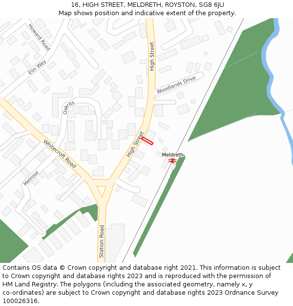 16, HIGH STREET, MELDRETH, ROYSTON, SG8 6JU: Location map and indicative extent of plot