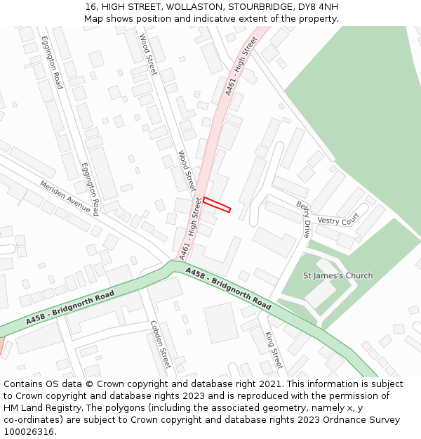 16, HIGH STREET, WOLLASTON, STOURBRIDGE, DY8 4NH: Location map and indicative extent of plot