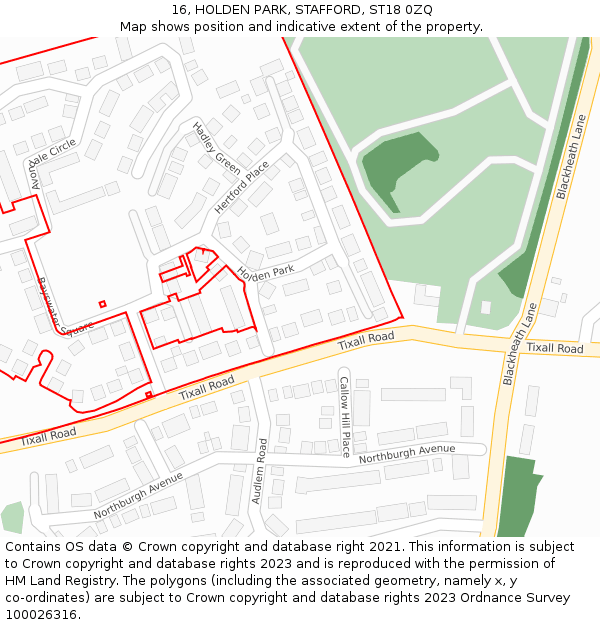 16, HOLDEN PARK, STAFFORD, ST18 0ZQ: Location map and indicative extent of plot
