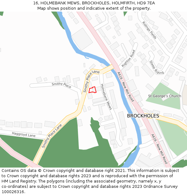 16, HOLMEBANK MEWS, BROCKHOLES, HOLMFIRTH, HD9 7EA: Location map and indicative extent of plot