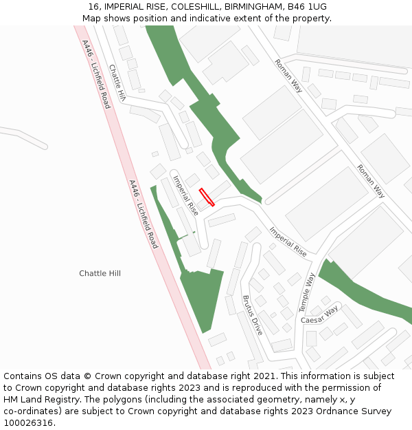 16, IMPERIAL RISE, COLESHILL, BIRMINGHAM, B46 1UG: Location map and indicative extent of plot
