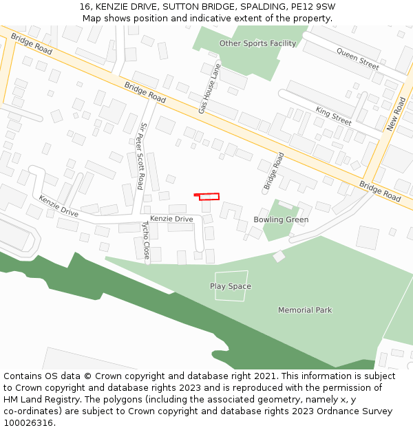 16, KENZIE DRIVE, SUTTON BRIDGE, SPALDING, PE12 9SW: Location map and indicative extent of plot