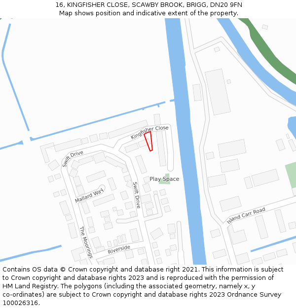 16, KINGFISHER CLOSE, SCAWBY BROOK, BRIGG, DN20 9FN: Location map and indicative extent of plot