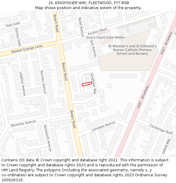 16, KINGFISHER WAY, FLEETWOOD, FY7 8SB: Location map and indicative extent of plot