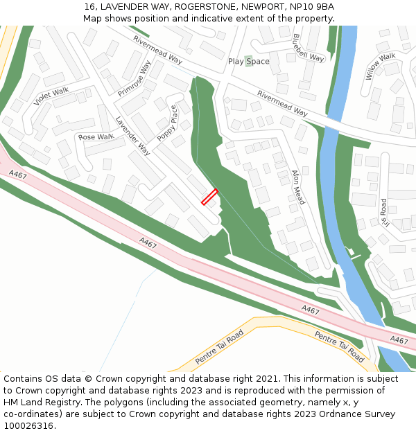 16, LAVENDER WAY, ROGERSTONE, NEWPORT, NP10 9BA: Location map and indicative extent of plot