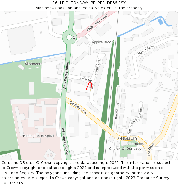 16, LEIGHTON WAY, BELPER, DE56 1SX: Location map and indicative extent of plot
