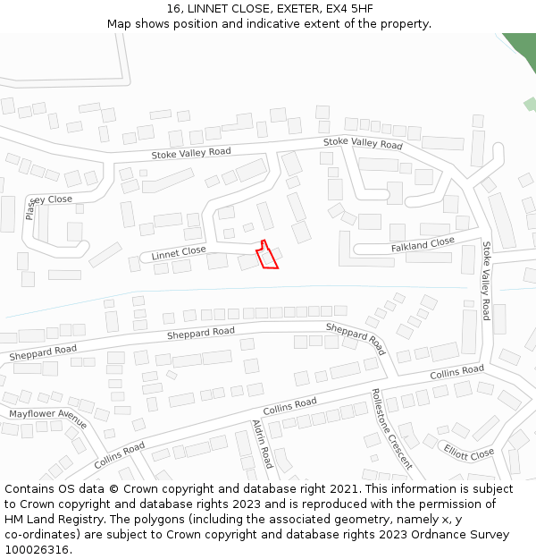 16, LINNET CLOSE, EXETER, EX4 5HF: Location map and indicative extent of plot