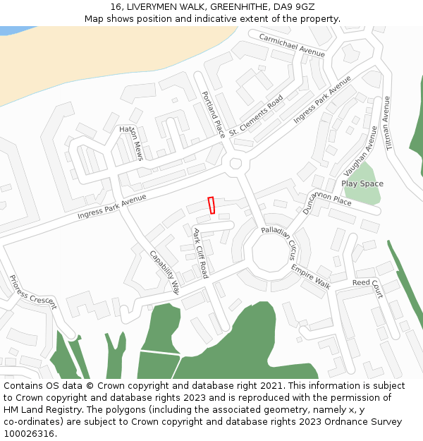 16, LIVERYMEN WALK, GREENHITHE, DA9 9GZ: Location map and indicative extent of plot