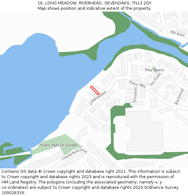 16, LONG MEADOW, RIVERHEAD, SEVENOAKS, TN13 2QY: Location map and indicative extent of plot