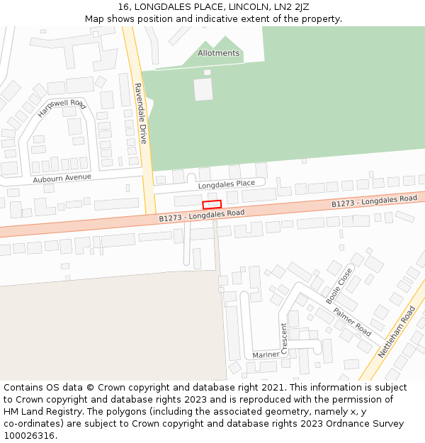 16, LONGDALES PLACE, LINCOLN, LN2 2JZ: Location map and indicative extent of plot