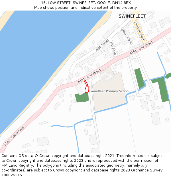 16, LOW STREET, SWINEFLEET, GOOLE, DN14 8BX: Location map and indicative extent of plot
