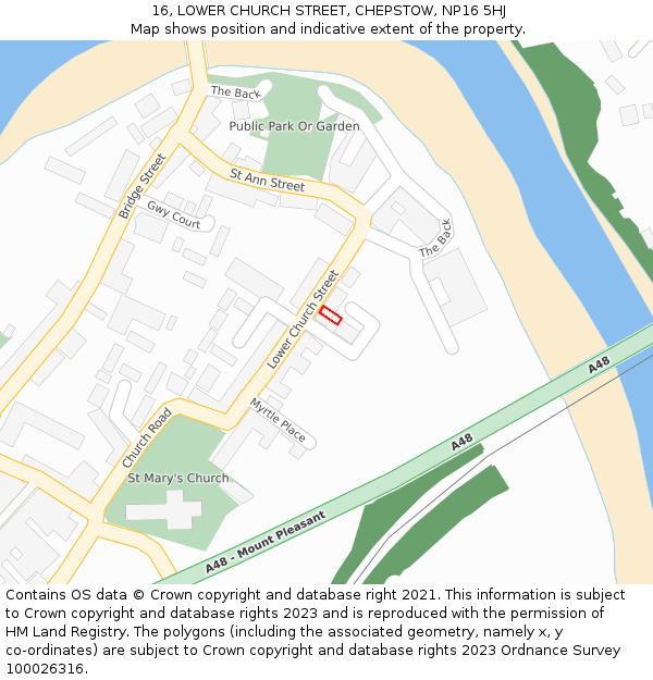 16, LOWER CHURCH STREET, CHEPSTOW, NP16 5HJ: Location map and indicative extent of plot