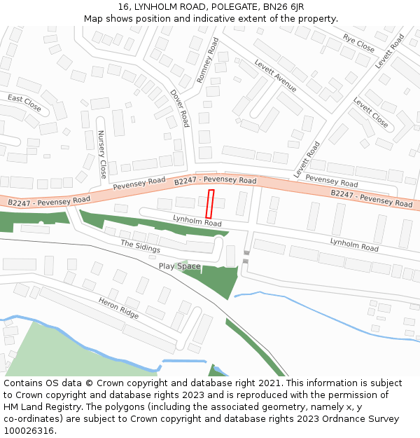 16, LYNHOLM ROAD, POLEGATE, BN26 6JR: Location map and indicative extent of plot