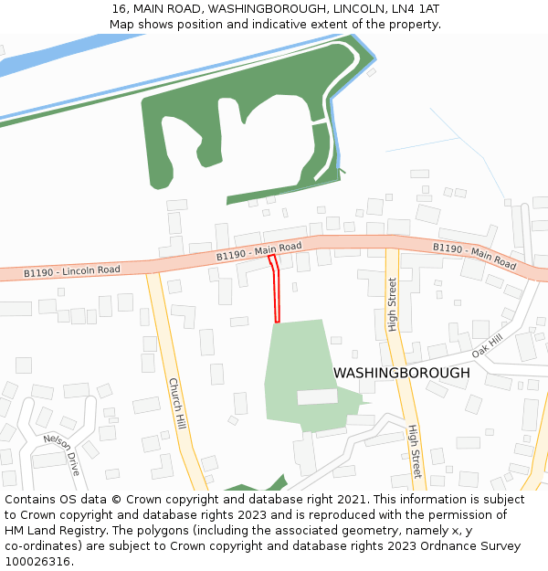 16, MAIN ROAD, WASHINGBOROUGH, LINCOLN, LN4 1AT: Location map and indicative extent of plot