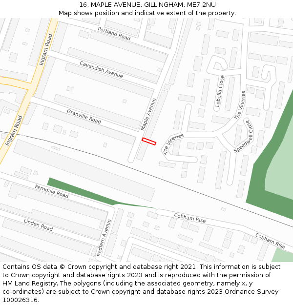 16, MAPLE AVENUE, GILLINGHAM, ME7 2NU: Location map and indicative extent of plot