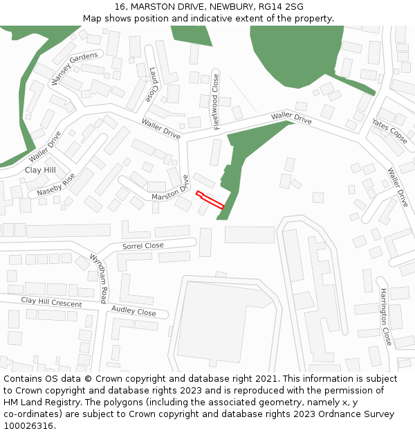 16, MARSTON DRIVE, NEWBURY, RG14 2SG: Location map and indicative extent of plot