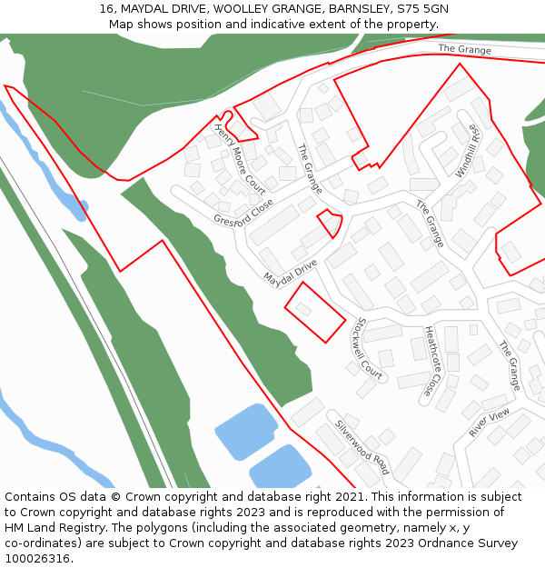 16, MAYDAL DRIVE, WOOLLEY GRANGE, BARNSLEY, S75 5GN: Location map and indicative extent of plot