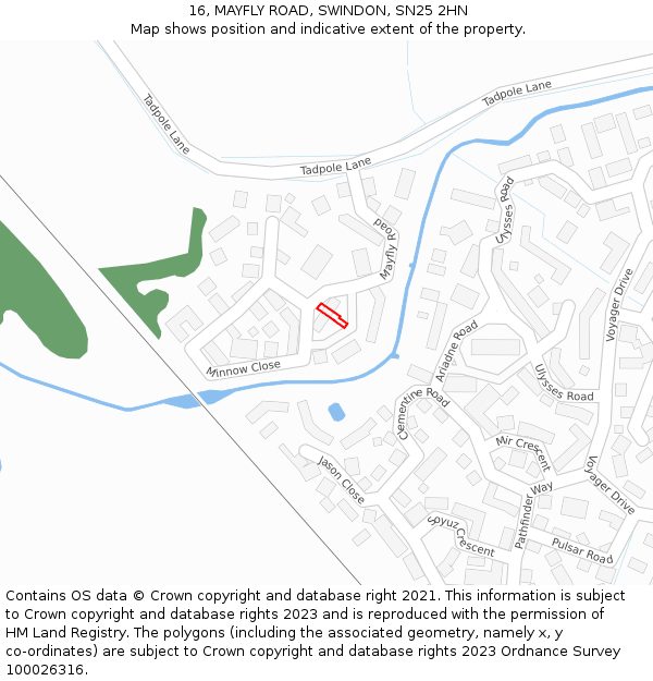 16, MAYFLY ROAD, SWINDON, SN25 2HN: Location map and indicative extent of plot