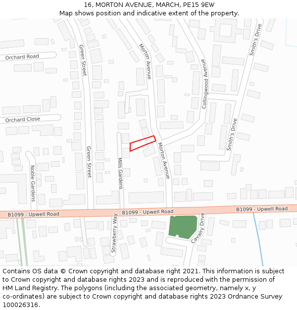 16, MORTON AVENUE, MARCH, PE15 9EW: Location map and indicative extent of plot