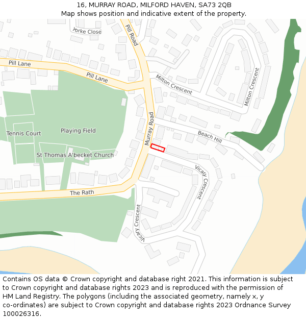16, MURRAY ROAD, MILFORD HAVEN, SA73 2QB: Location map and indicative extent of plot