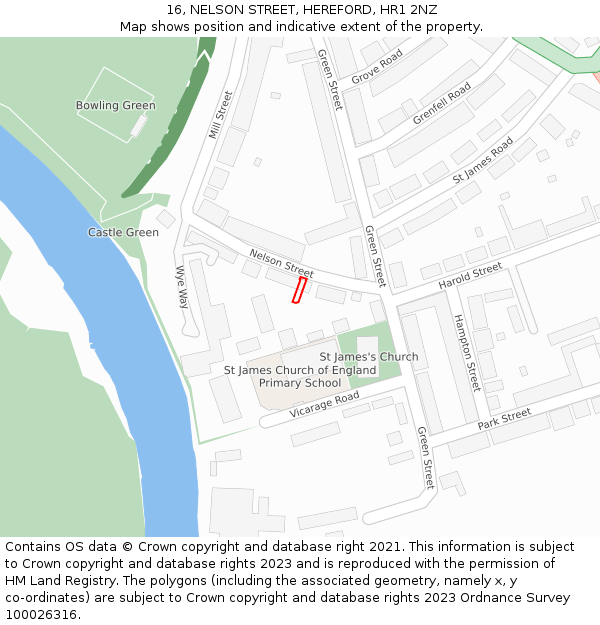 16, NELSON STREET, HEREFORD, HR1 2NZ: Location map and indicative extent of plot