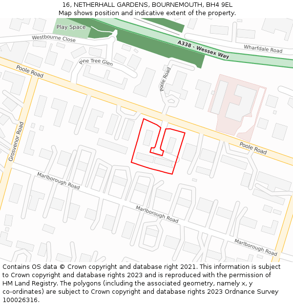 16, NETHERHALL GARDENS, BOURNEMOUTH, BH4 9EL: Location map and indicative extent of plot